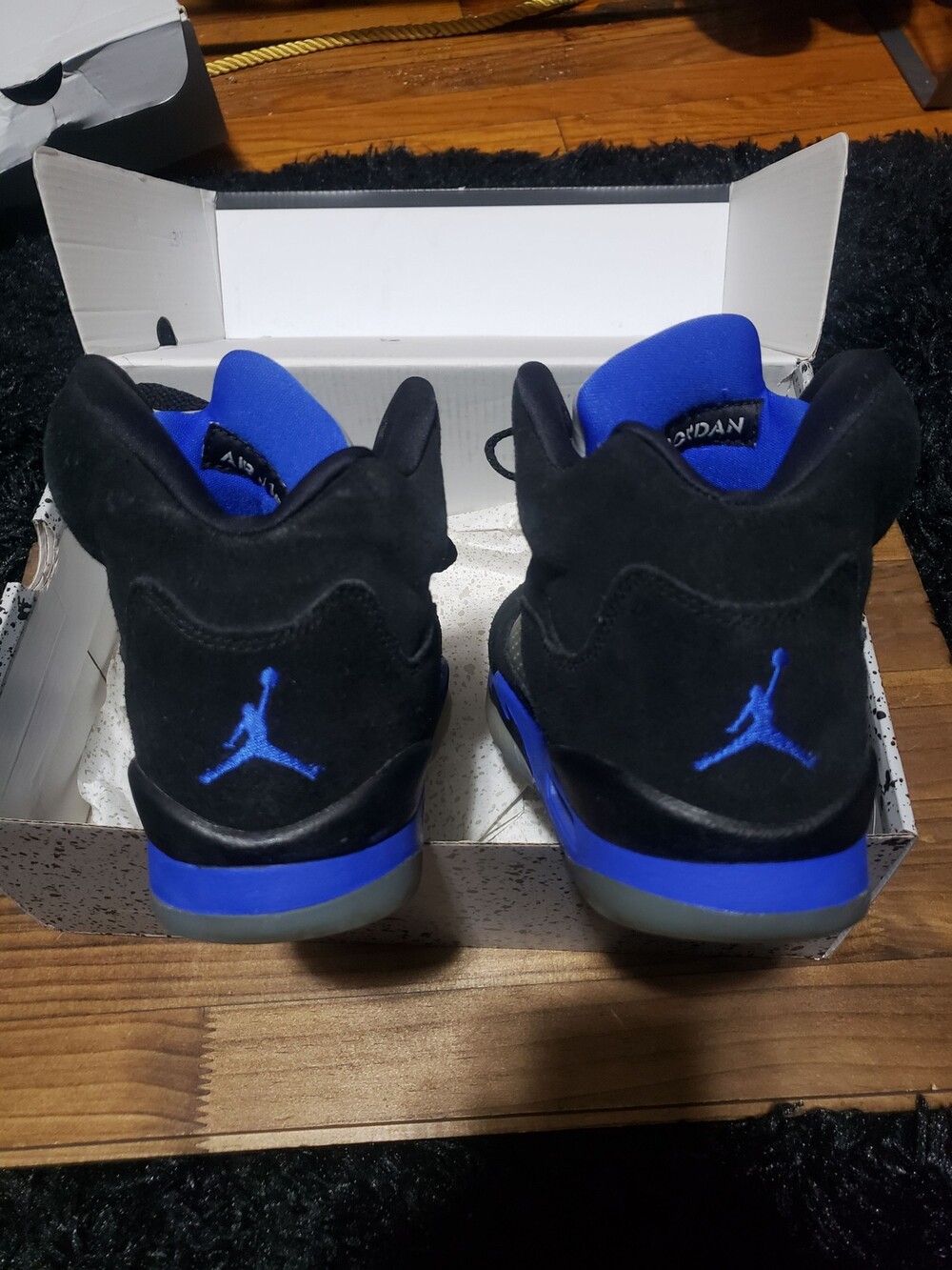 Air Jordan 5 retro Sneakers Black Blue Basketball Shoes Size Not Provided